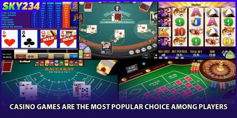 Casino games are the most popular choice among players.