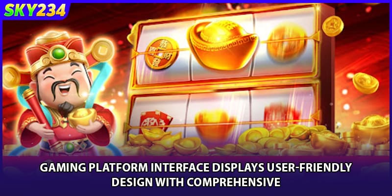 Gaming platform interface displays user-friendly design with comprehensive