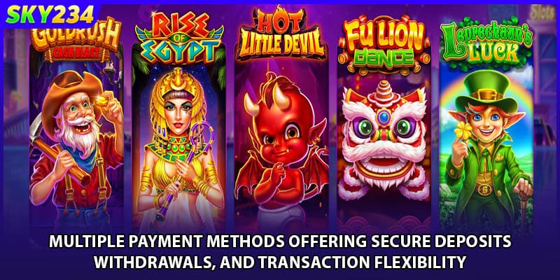 Multiple payment methods offering secure deposits, withdrawals, and transaction flexibility